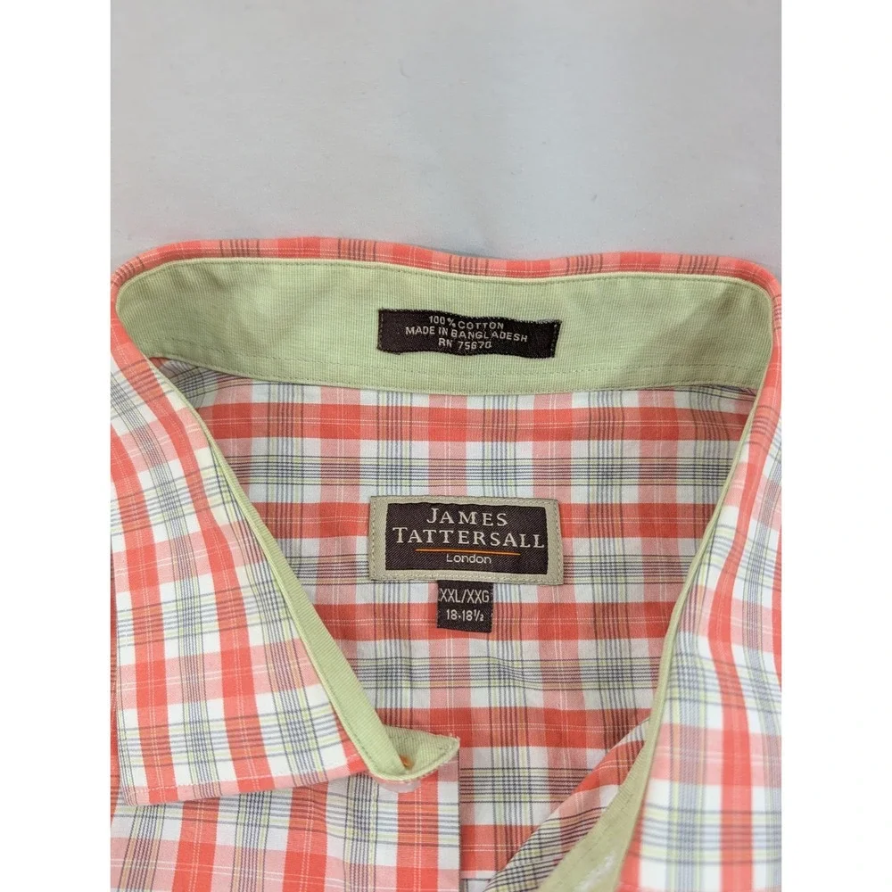 Ralph Lauren Shirt Men 2XL Button Up Performance Orange Plaid Tattersall Cutaway